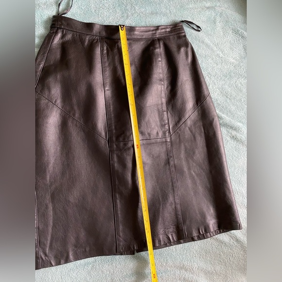 Leather Skirt Black Mini Vintage Real Genuine Leather - Picture 6 of 12